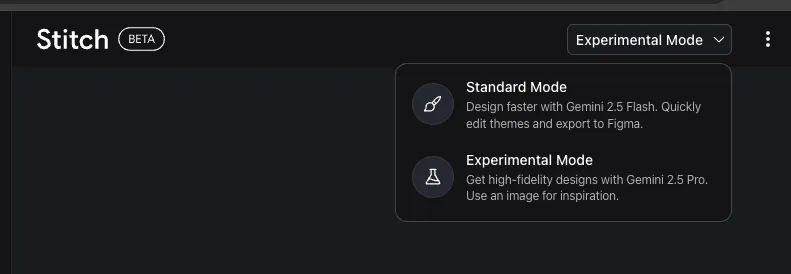 Google Stitch Experimental Mode設定