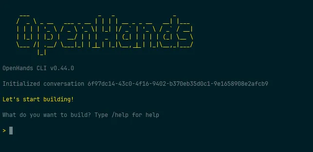 OpenHands CLI プロンプト表示