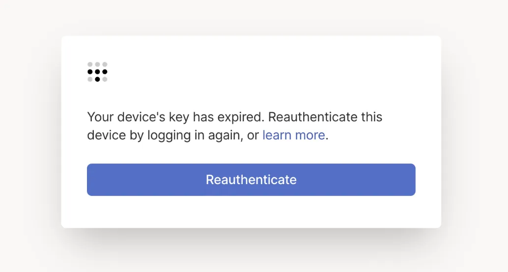 Reauthenticateボタンが表示された画面