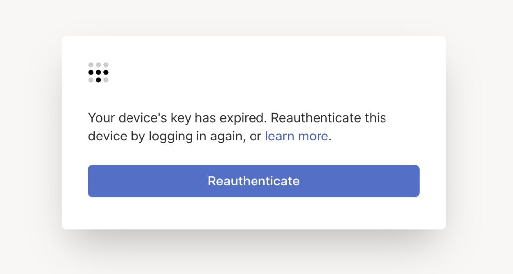 Reauthenticateボタンが表示された画面