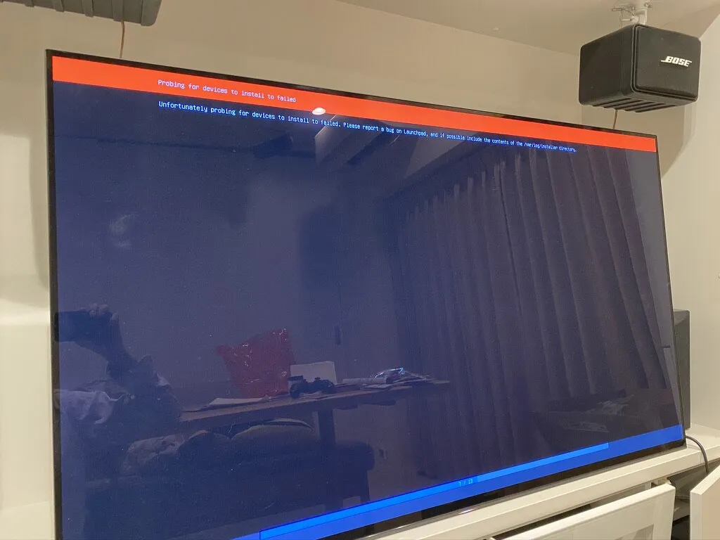 ディスク検出エラー画面