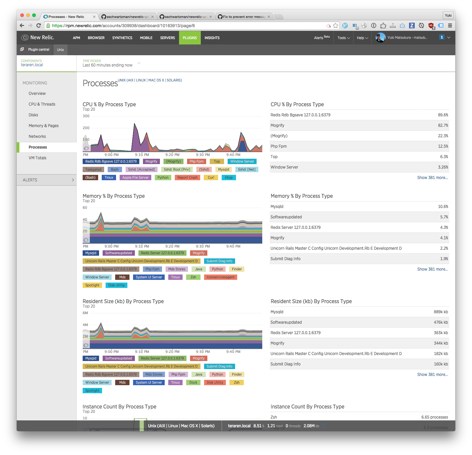 new relic processes