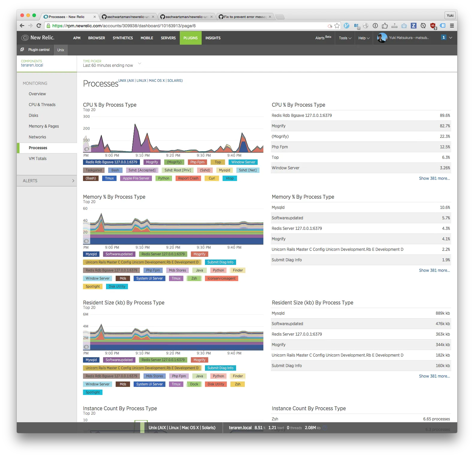 new relic processes