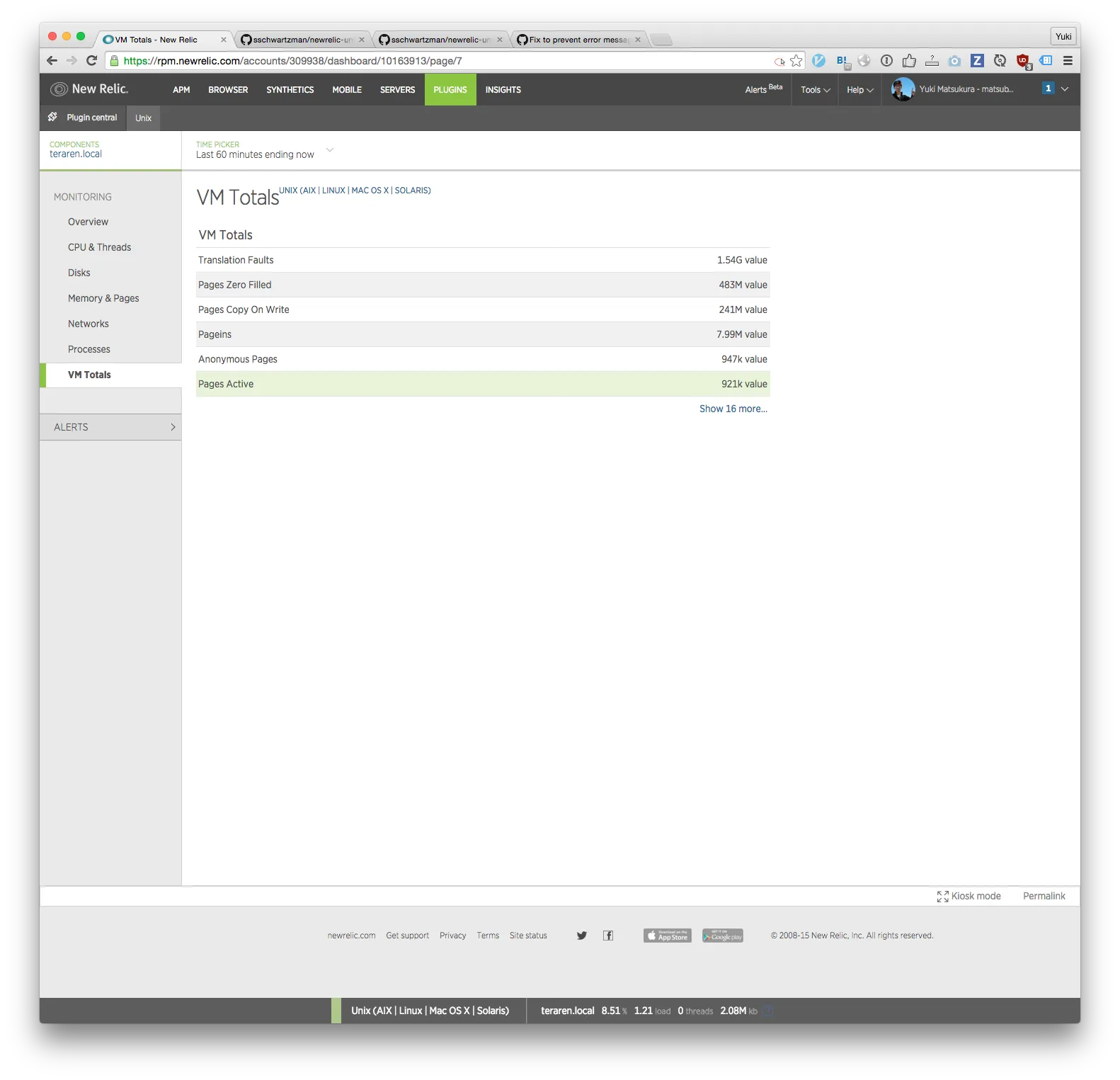 new relic vm totals
