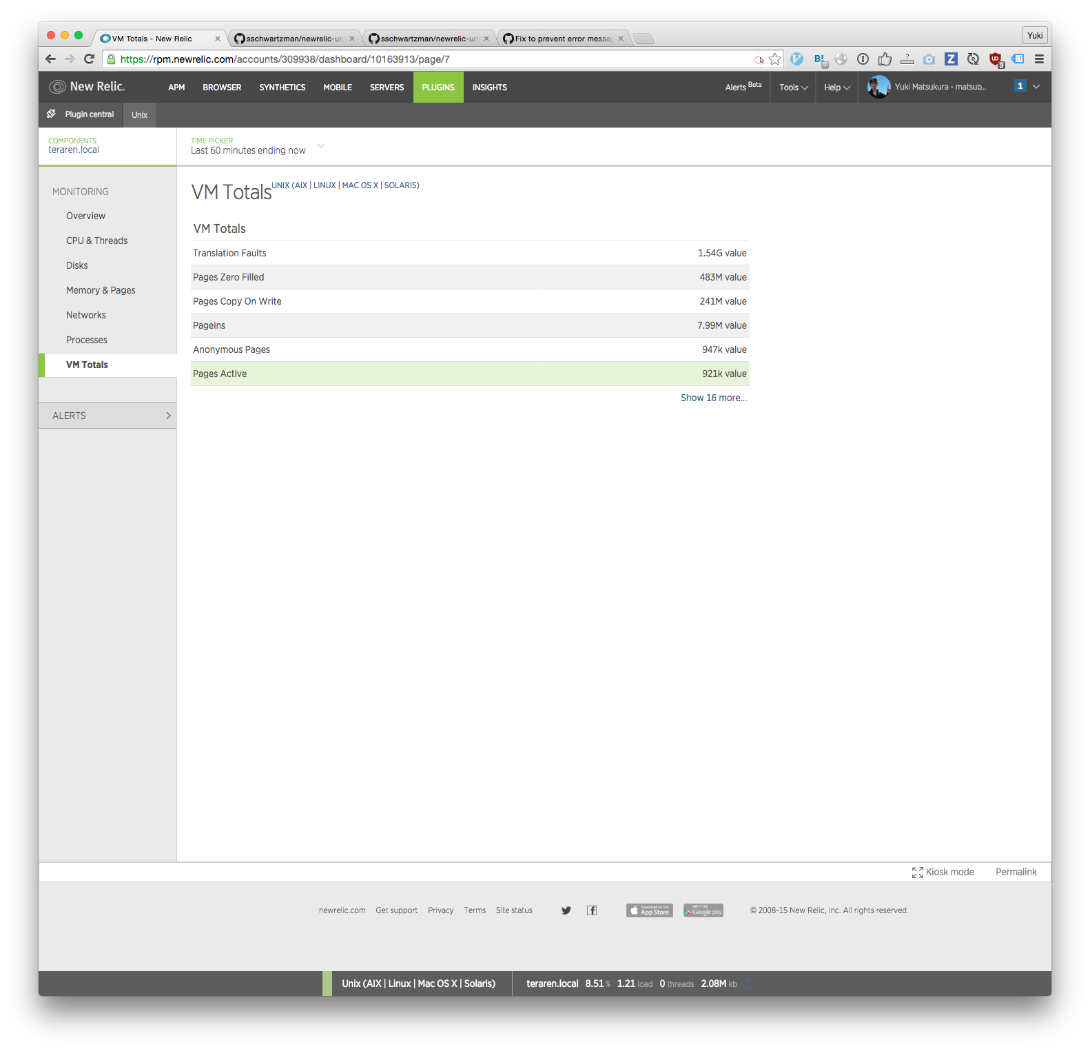 new relic vm totals
