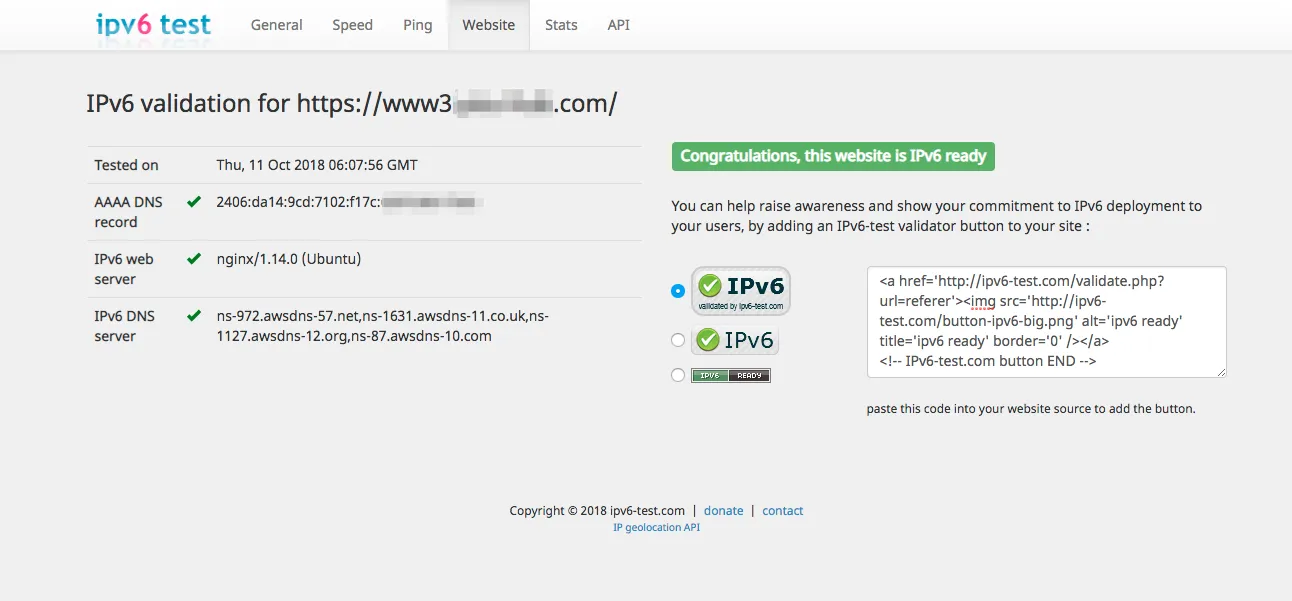 IPv6テスト結果