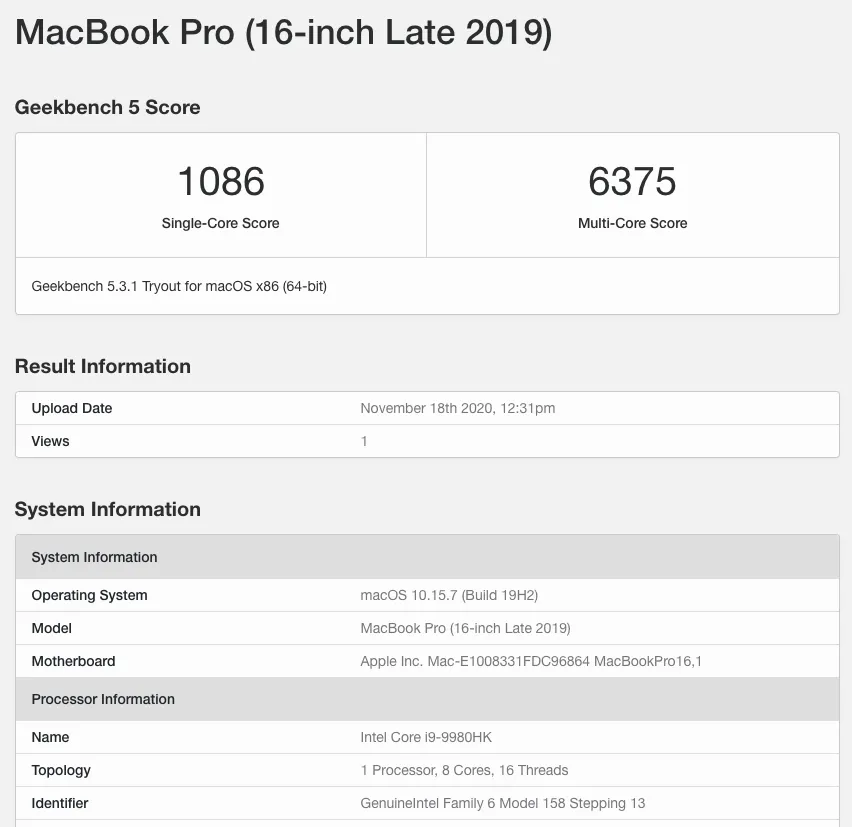 GeekBench5結果1