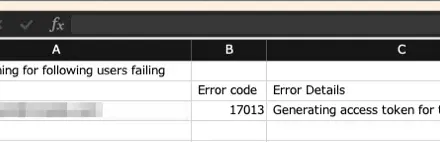 17013 Generating access token for the SP failed