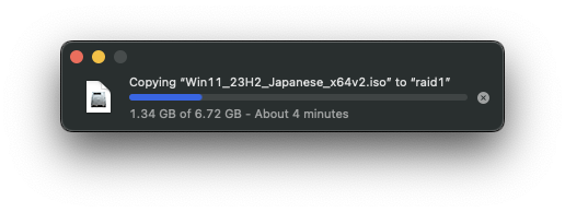 Windows ISO書き込み進行状況