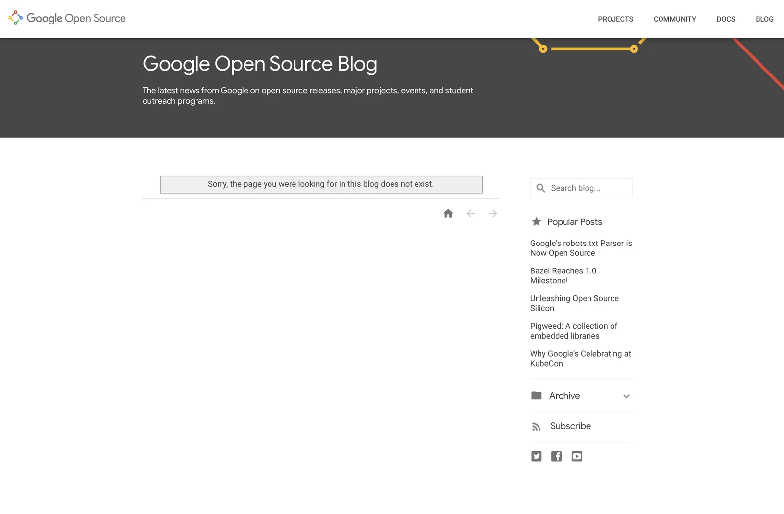 削除されたGoogleページ