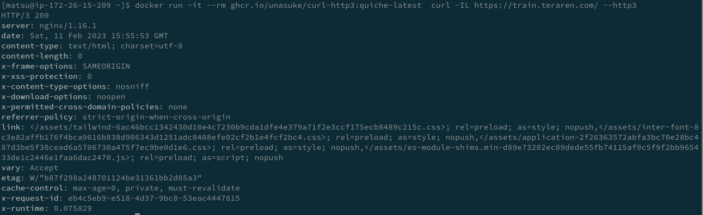 curl HTTP3接続成功