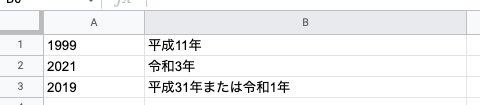 スプレッドシート表示例