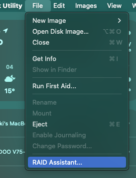 DiskUtility RAIDメニュー